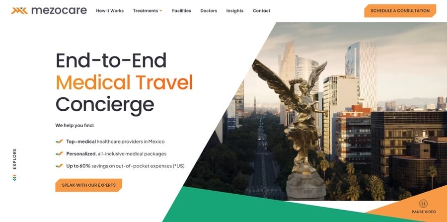 15 Healthcare Website Design Tips To Convert New Patients 15 Mezocare website screenshot