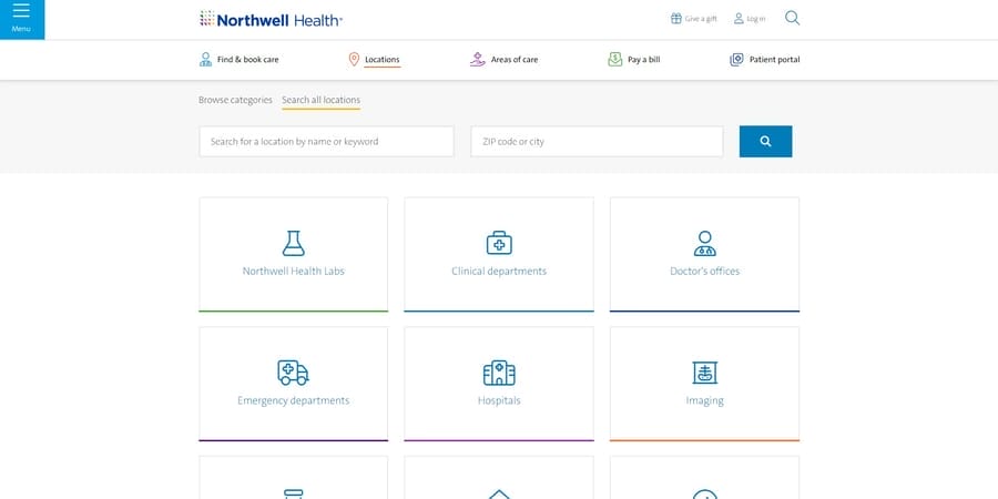 15 Healthcare Website Design Tips To Convert New Patients 2 Northwell Health website screenshot