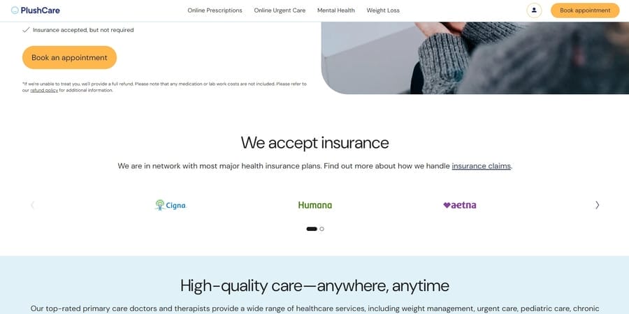 15 Healthcare Website Design Tips To Convert New Patients 6 PlushCare website screenshot