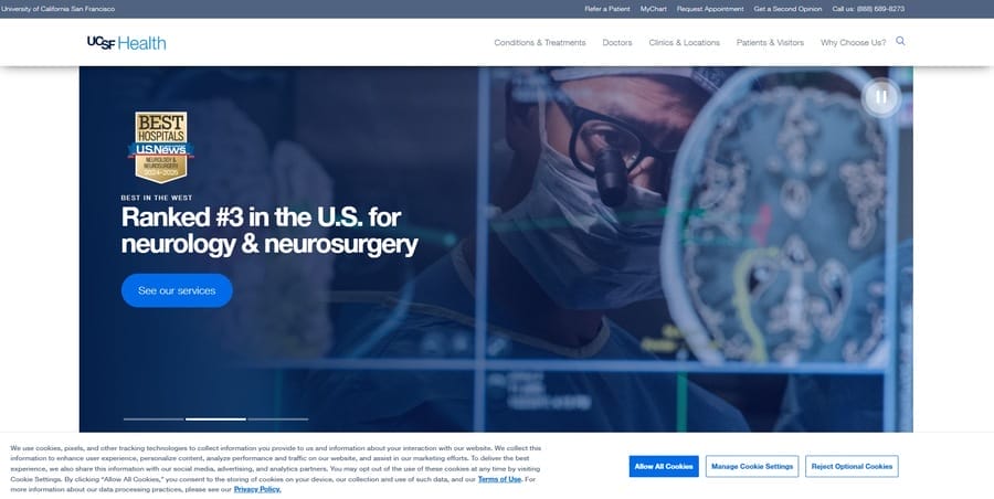 15 Healthcare Website Design Tips To Convert New Patients 8 UCSF Health website screenshot
