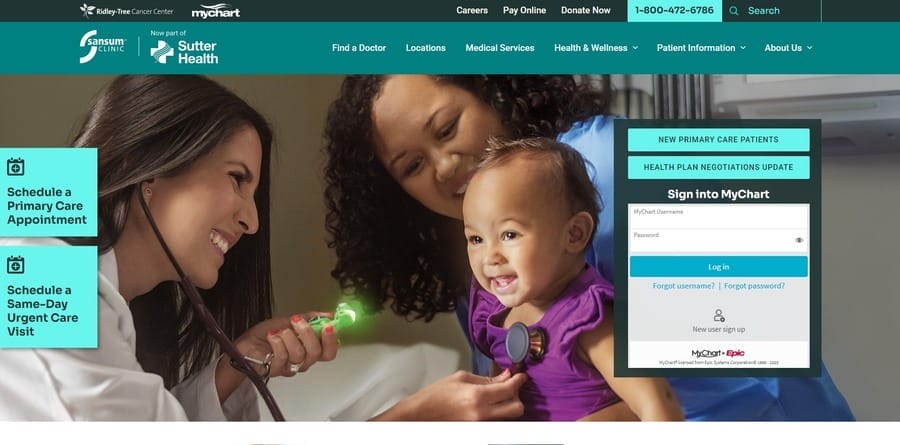Top Healthcare Website Trends In California: Key Stats & Insights 3 Sansum Clinic website screenshot