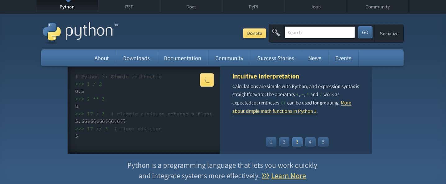 How Does AI Work: Types, Tools & How To Build A Chatbot 2 A screenshot of a section of Python's website focusing on Intuitive Interpretation