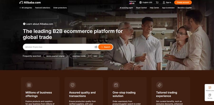 How Much The Top eCommerce Companies Make Every Day 3 Alibaba website screenshot