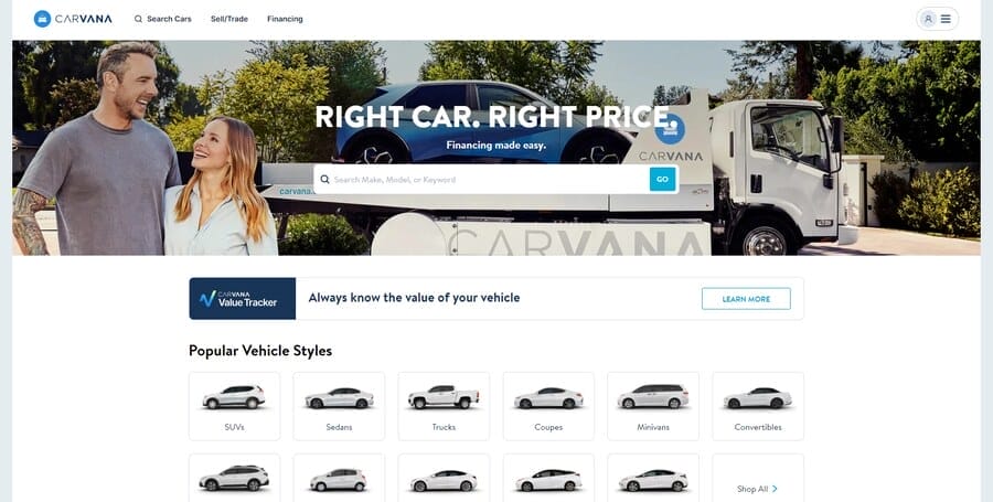 How Much The Top eCommerce Companies Make Every Day 6 Carvana website screenshot