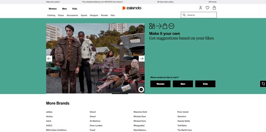 How Much The Top eCommerce Companies Make Every Day 7 Zalando website screenshot