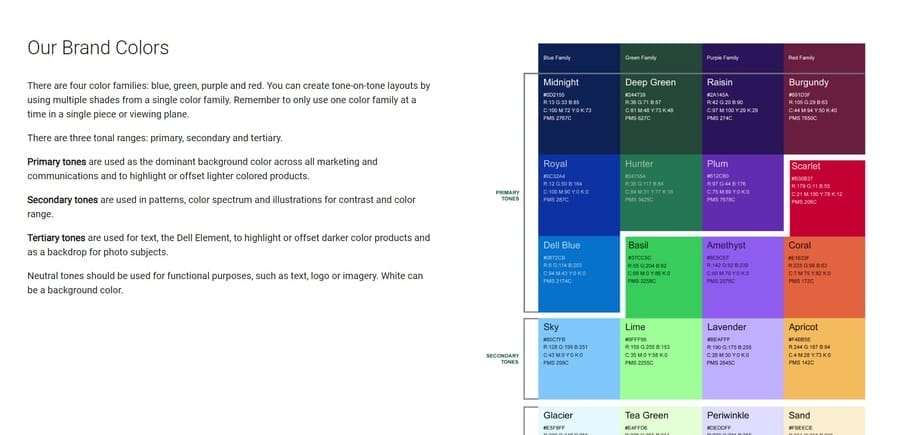 How To Choose Brand Colors: Steps, Examples & More 5 Dell website screenshot showing brand colors