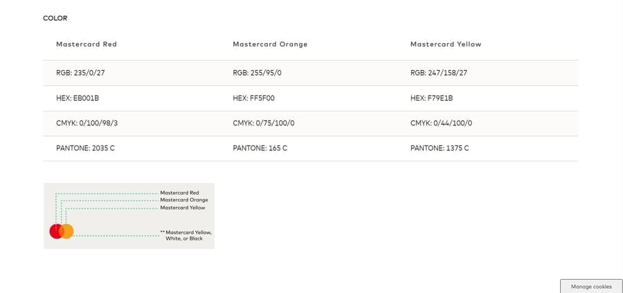How To Choose Brand Colors: Steps, Examples & More 10 Mastercard website screenshot showing brand colors