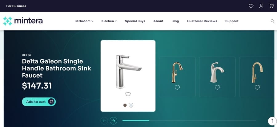 How To Choose Brand Colors: Steps, Examples & More 11 Mintera website screenshot showing brand colors