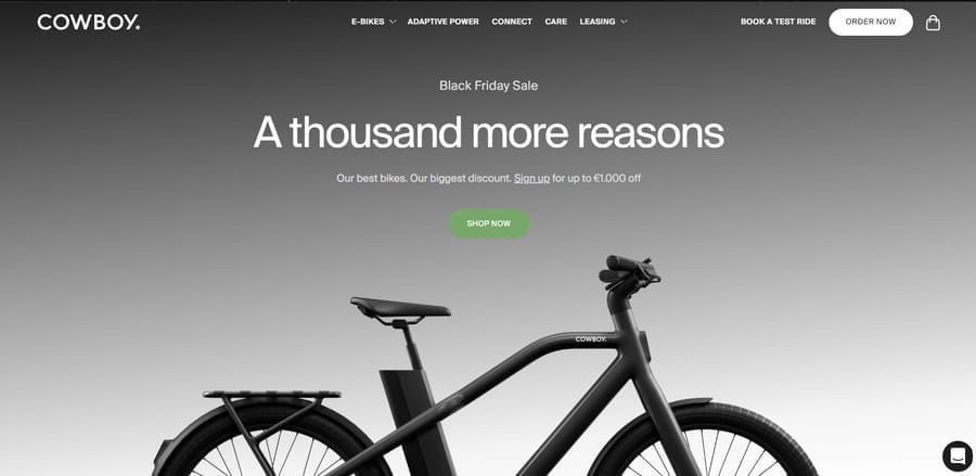 How To Design A Website That Converts: 2026 Secrets & Tips 3 Cowboy Bikes website screenshit