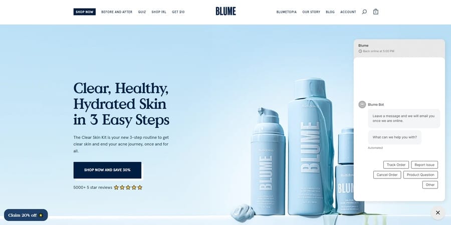 How To Increase Online Sales In 30 Days Through Web Design 12 Blume website screenshot