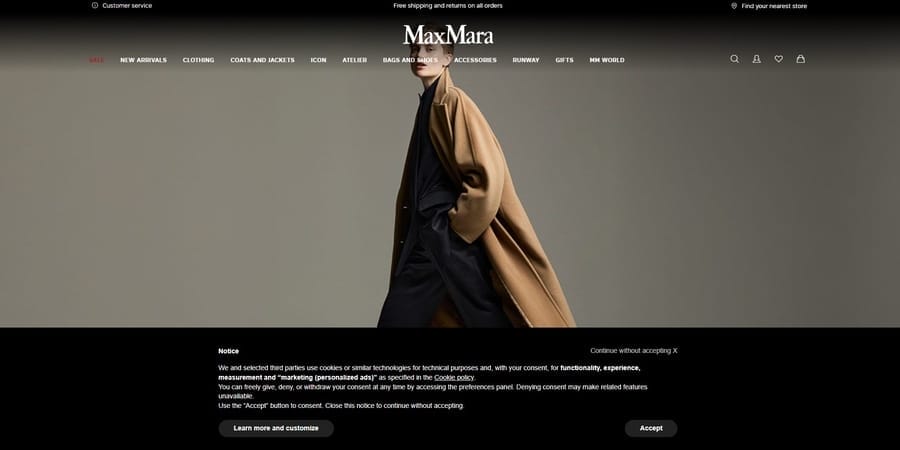 How To Increase Online Sales In 30 Days Through Web Design 13 Max Mara website screenshot