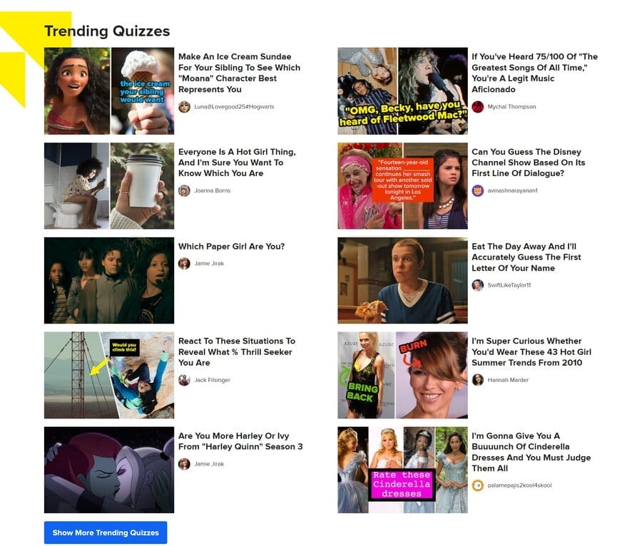 How To Make An Interactive Website In 2026: Best Practices & Examples 6 A screenshot of Buzzfeed's website