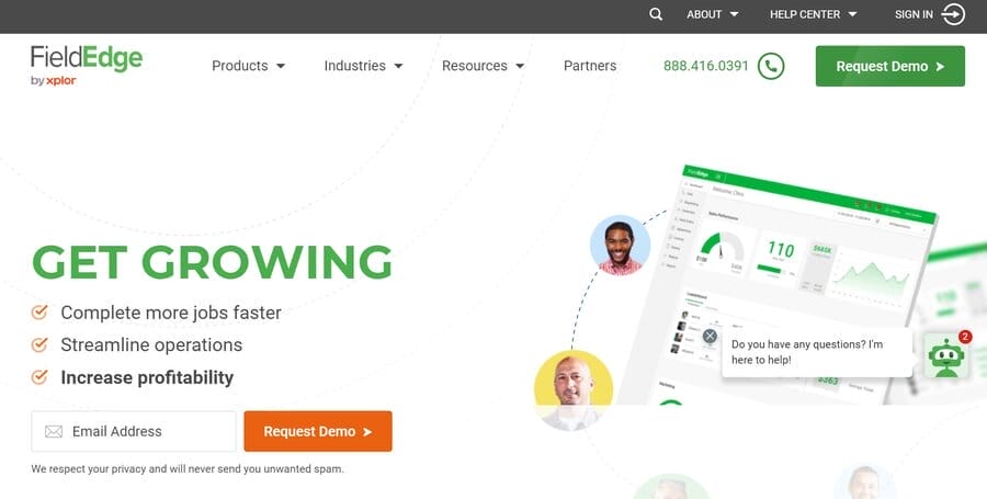 How To Make An Interactive Website In 2026: Best Practices & Examples 8 A screenshot of FieldEdge's homepage