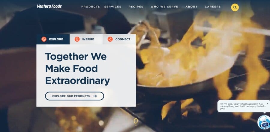 How To Make An Interactive Website In 2026: Best Practices & Examples 3 A screenshot of Ventura Foods website