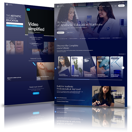 Image showing the before and after of iS Clinical Edu's website design