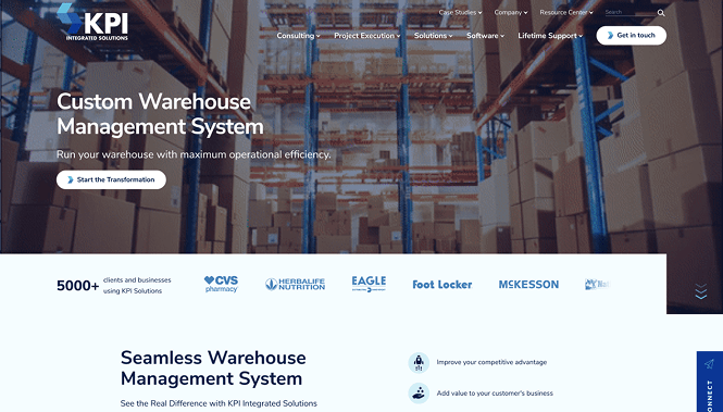 Energy Web Design 25 KPI Integrated Solutions website featuring custom warehouse management systems and logistics optimization solutions