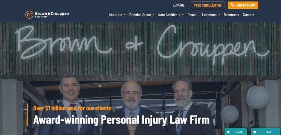 Law Firm Websites 101: Design, Conversions And Growth 2 Brown & Crouppen website screenshot