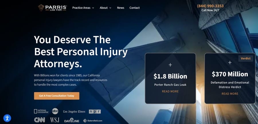 10 Local SEO Strategies Every California Business Needs 2 Parris Law Firm website screenshot