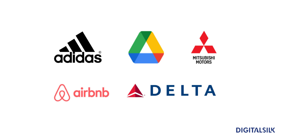 The Ultimate Guide To Logo Shapes: Why Do They Matter? 3 logos of adidas, google drive, mitsubishi, airbnb, delta airlines