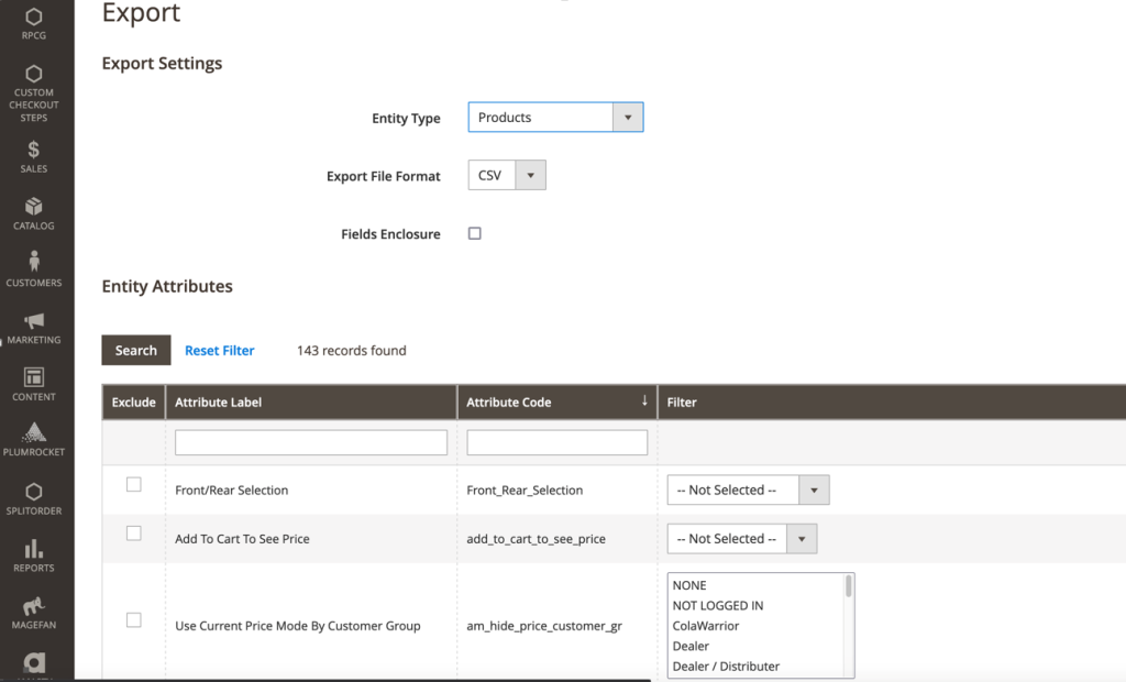 How To Migrate From Magento To Shopify: 10 Tips To Consider 1 Magento data export screenshot.