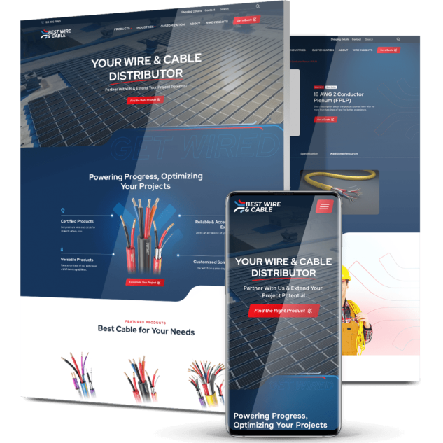 Image showing Best Wire & Cable's website design on desktop and mobile