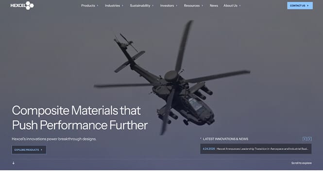 Hexcel website screenshot