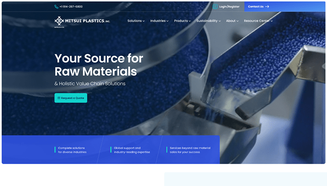 Mitsui Plastics website screenshot