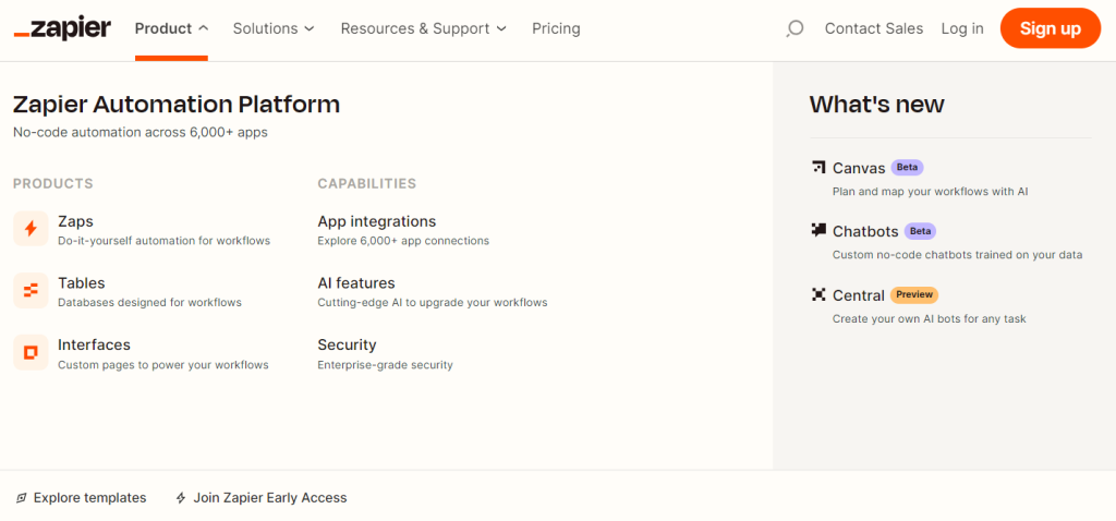 18 Mega Menu Examples To Streamline Your Website Navigation In 2026 8 A screenshot of Zapier's website mega menu