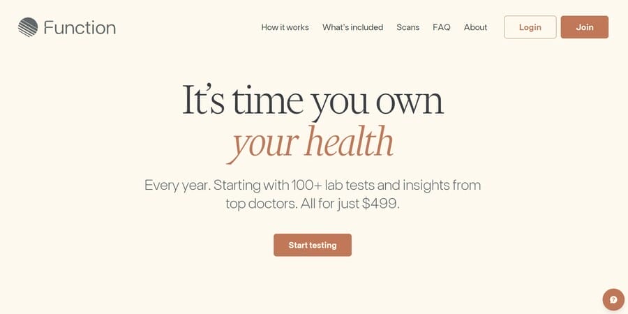 Top 10 Minimalist Web Design Trends For 2026 7 Function Health website screenshot
