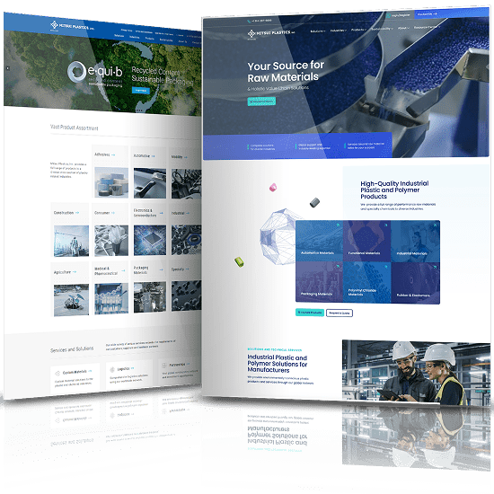 Image showing the before and after of Mitsui Plastics' website