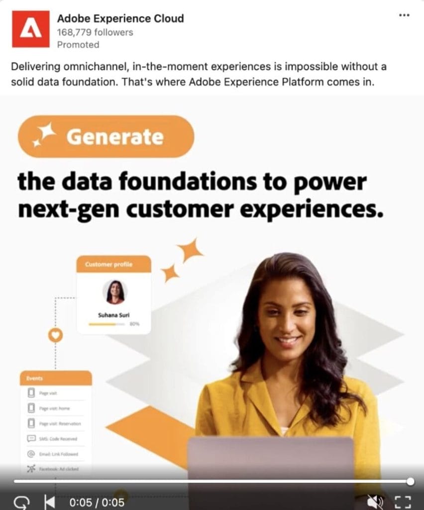 18 Native Ads Examples To Impress Customers In 2025 5 Image showing Adobe's native ad on LinkedIn