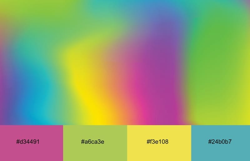 These Are The 20 Best Neon Color Palettes For Impressive Designs 9 Magenta, lime, yellow and cyan gradient