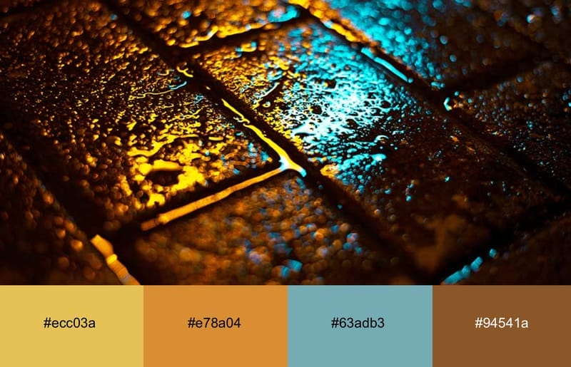 These Are The 20 Best Neon Color Palettes For Impressive Designs 11 A cobbled street at night illuminated in neon orange and teal