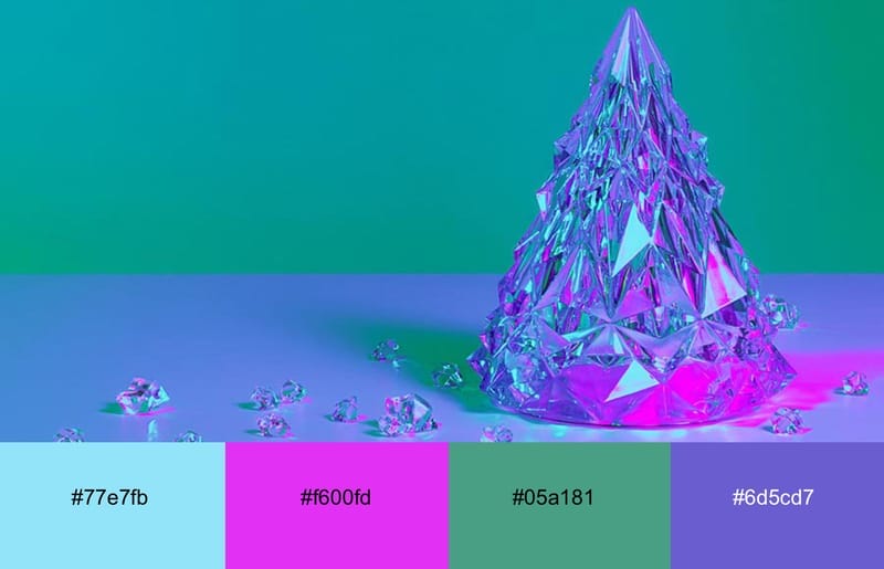 These Are The 20 Best Neon Color Palettes For Impressive Designs 6 Abstract image of a crystal decoration colored in neon pink, lilac, teal and mint