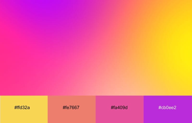 These Are The 20 Best Neon Color Palettes For Impressive Designs 19 Neon yellow, orange, pink and purple gradient