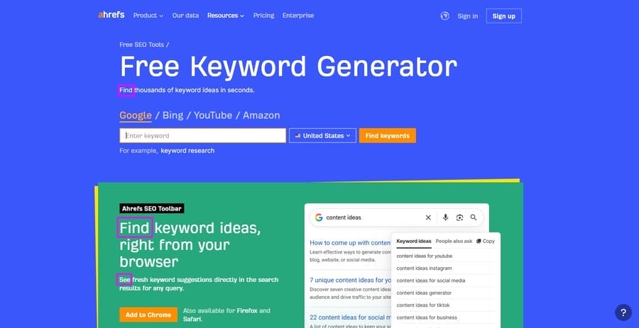 Top 15 Neuromarketing Tactics For Better Conversion 2 Image showing Ahrefs' neuromarketing strategy