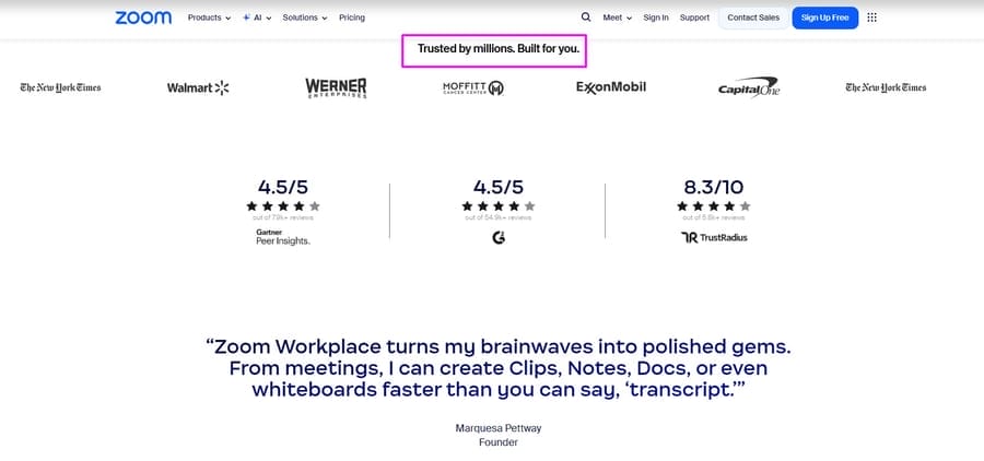 Top 15 Neuromarketing Tactics For Better Conversion 3 Image showing Zoom's neuromarketing strategy