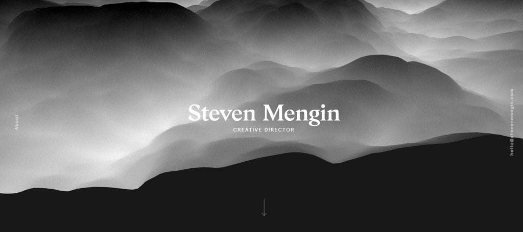 15 Best Portfolio Website Examples That Win Clients In 2026 1 A screenshot of Steven Mengin's website with dark clouds in the hero section