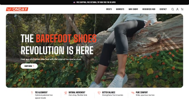 product-website-design-onday-shoes-tile Onday Shoes' website screenshot