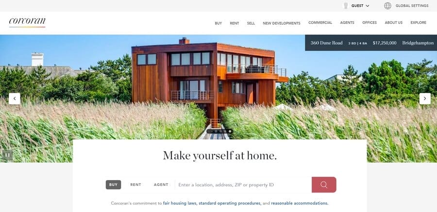 20 Best Real Estate Branding Ideas 3 Corcoran Group website screenshot