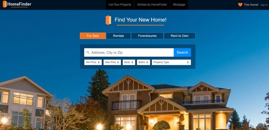 20 Best Real Estate Branding Ideas 12 Home Finder website screenshot