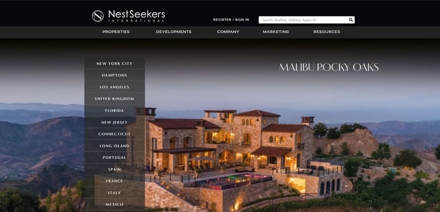20 Best Real Estate Branding Ideas 8 Nest Seekers International website screenshot