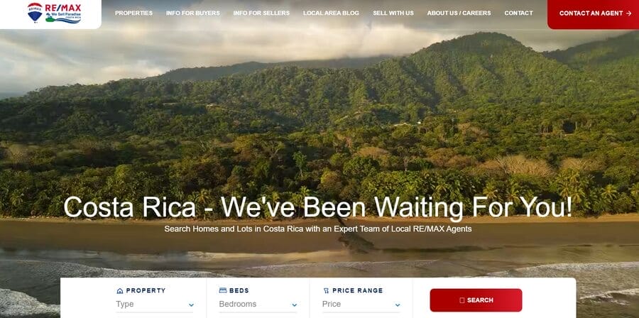 Real Estate SEO: Practical Guide For Property Owners 7 RE/MAX Costa Rica website screenshot