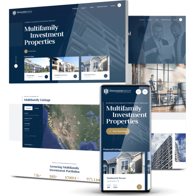 Image showing The Mogharebi Group's website design on desktop and mobile