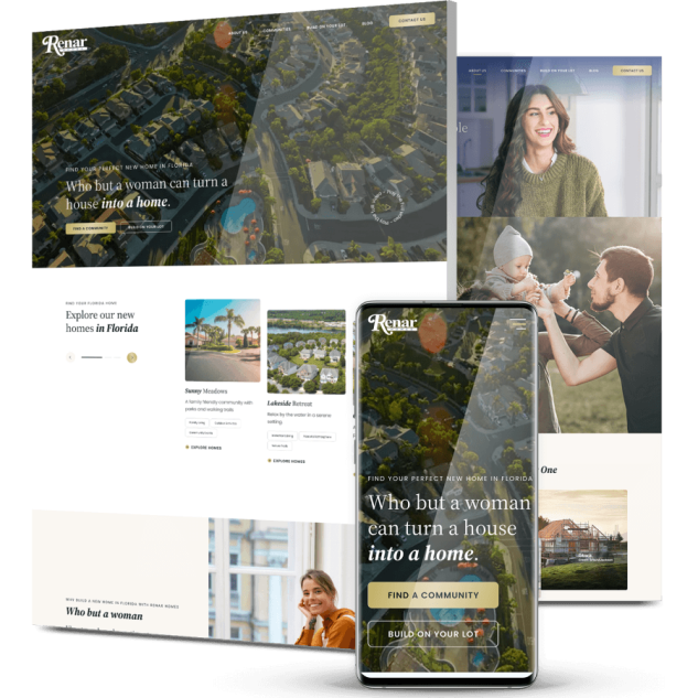 Image showing Renar Homes' website design on desktop and mobile