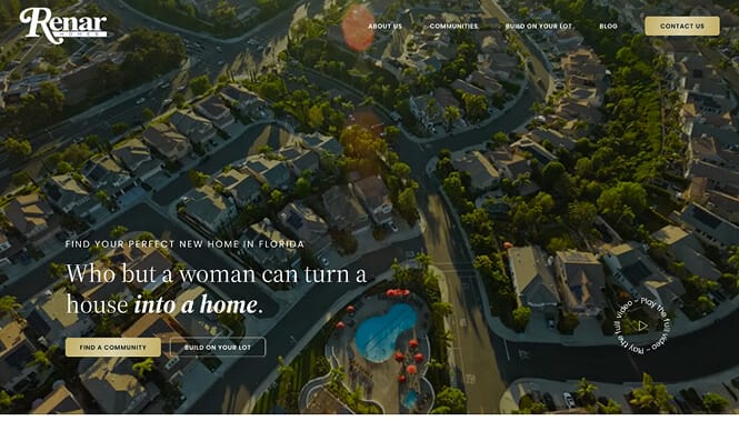Renar Homes' website screenshot