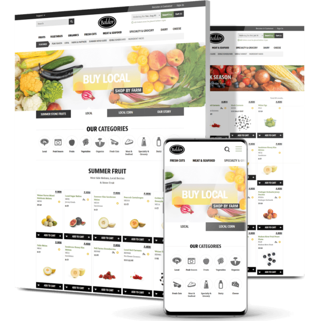 Image showing Baldor Foods' website design on desktop and mobile
