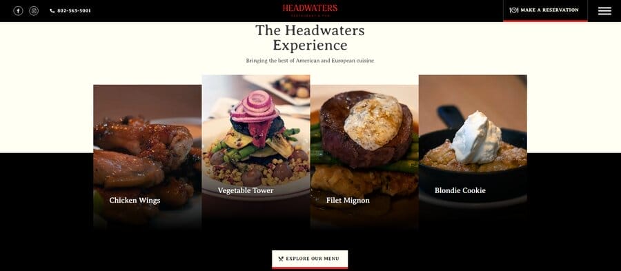 15 Best Restaurant Website Designs In 2025 2 Headwaters, SaaS restaurant website design examples
