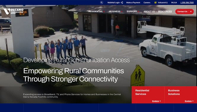 Volcano Communications website screenshot