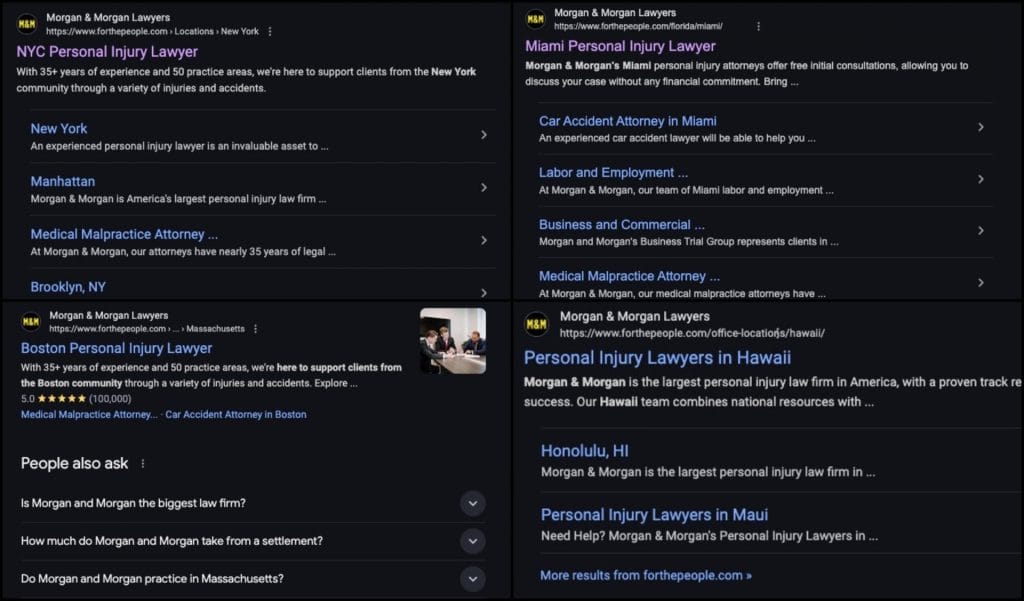 13 Proven SEO Strategies For Personal Injury Attorneys 5 Morgan & Morgan Personal Injury Attorney Google results screenshot